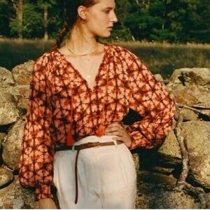 NWT Anthropologie Porridge Orange Tie Dye Top